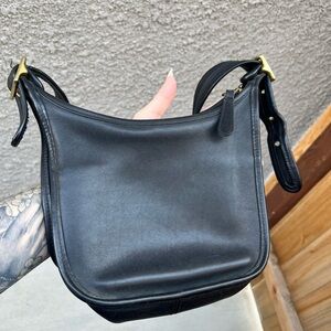 Coach Black Leather Janice Crossbody Bag with gold hardware